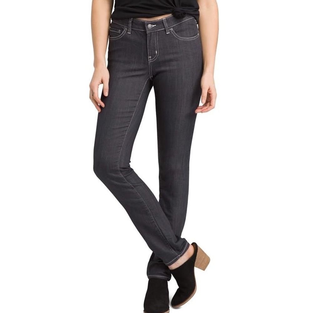 Prana Kayla Jean Tall Womens 6/28 Charcoal Grey Slim Stretch Denim 36" Inseam